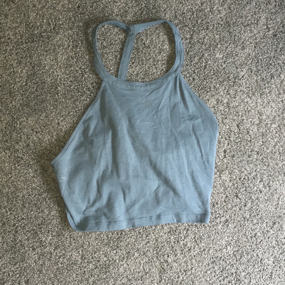 haulter crop top color is a dark sea green